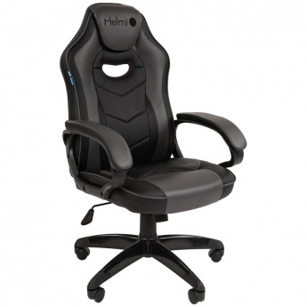 Кресло игровое Helmi HL-S15, экокожа, черная/серая, механизм качания