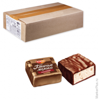 Конфеты шоколадные РОТ ФРОНТ "Птичье молоко", суфле, сливочно-ванильные, весовые, 2,3 кг, гофрокороб