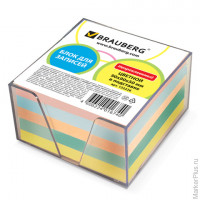 Блок для записей BRAUBERG в подставке прозрачной, куб 9х9х5, цветной, 122226