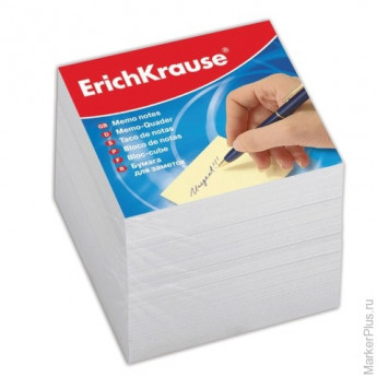 Блок для записей ERICH KRAUSE непроклеенный, 9х9х9 см, белый, 4454