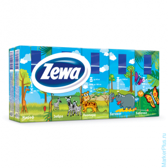 Платки носовые ZEWA Kids, 3-х слойные, 10 шт. х (спайка 10 пачек), 51122