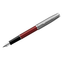 Ручка перьевая Parker "Sonnet Sand Blasted Metal&Red Lacquer" черная, 0,8мм, подар. уп.