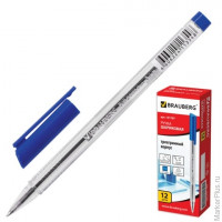Ручка шариковая BRAUBERG, трехгранная, корпус прозрачный, 1 мм, синяя, 141707
