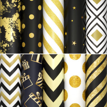 Бумага упаковочная подарочная мелованная 'Golden pattern', 70x100 см, 10 дизайнов ассорти, ЗОЛОТАЯ СКАЗКА, 591912