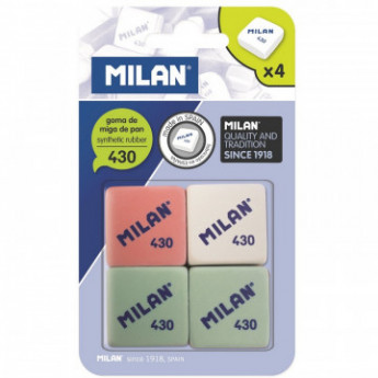 Ластик каучук Milan 430, в блистере (BMM9215), комплект 4 шт