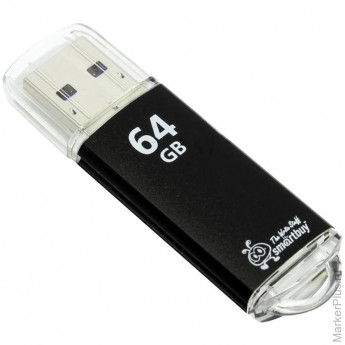 Память Smart Buy 'V-Cut' 64GB, USB2.0 Flash Drive, черный (металл.корпус)