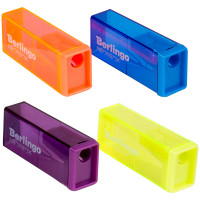 Точилка пластиковая Berlingo 'NeonBox', 1 отверстие, контейнер, ассорти, 24 шт/в уп