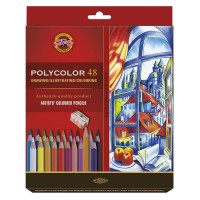 Карандаши цветные художественные Koh-I-Noor 'Polycolor 3836', 48цв., заточен.+ точилка+2 ч/гр. кар. 1500, картон, европодвес