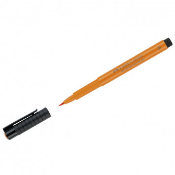 Ручка капиллярная Faber-Castell 'Pitt Artist Pen Brush' цвет 113 оранжевая глазурь, кистевая, 10 шт/в уп