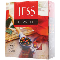 Чай Tess 'Pleasure', черный, тропич. фрукты, лепестки цветов,шиповник,яблоко, 100 пакетиков по 1,5г