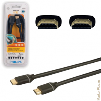 Кабель HDMI, 1,5 м, PHILIPS, М-М, экранированный для передачи цифрового аудио-видео, SWV7432S/10