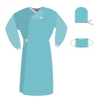 Комплект одежды для хирурга КХ-04 ГЕКСА одноразовый стерильный 3 предмета, ш/к 43461
