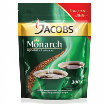 Кофе растворимый JACOBS MONARCH сублимированный, 300г, мягкая упаковка, ш/к 53424