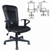 Кресло оператора BRABIX Optima MG-370, с подлокотниками, экокожа/ткань, черное, код 1, 531580