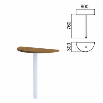 Стол приставной полукруг 'Арго' (ш600*г300 мм), БЕЗ ОПОРЫ, орех, А-033, ш/к34273