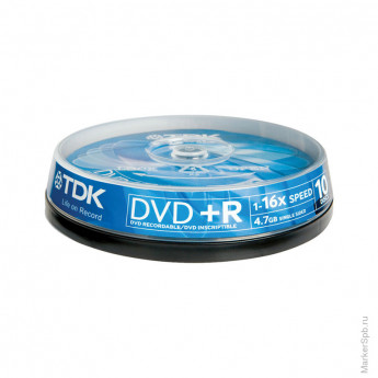 Диск DVD+R 4.7Gb TDK 16х Cake Box (10шт)