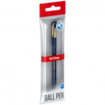 Ручка шариковая Berlingo "xGold" синяя, 0,7мм, игольчатый стержень, грип, пакет 24 шт/в уп
