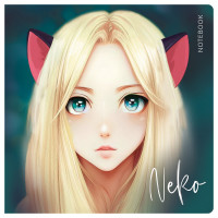 Записная книжка 170*170мм 40л. MESHU 'Neko', soft-touch ламинация, тиснение фольгой