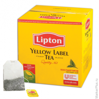Чай LIPTON (Липтон) "Yellow Label", черный, 500 пакетиков с ярлычками по 2 г, 21130807