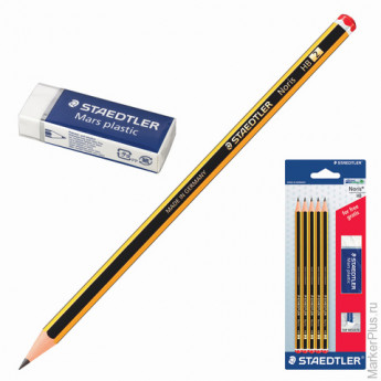 Набор STAEDTLER, карандаши чернографитные 5 шт. (НВ), резинка стирательная, 120 A SBKD10