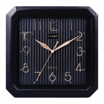 Часы настенные SCARLETT SC-52CB квадратные, черные, черная рамка, плавный ход, 27,8x27,6x3,7 см, SC 