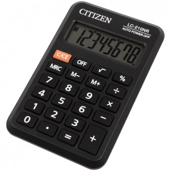 Калькулятор карманный Citizen LC-210NR, 8 разр., питание от батарейки, 64*98*12мм, черный