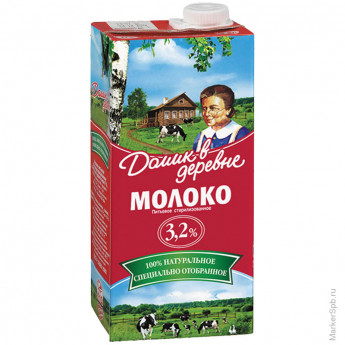 Молоко ультрапастеризованное "Домик в деревне" 3,2%, 0,95л (ВБД)