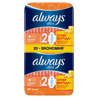 Прокладки женские гигиенические ALWAYS Ultra Normal Plus Duo 20шт