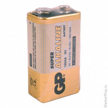 Батарейка GP Super эконом упак 9V/6LR61/Крона алкалин 1шт/уп, комплект 1 шт