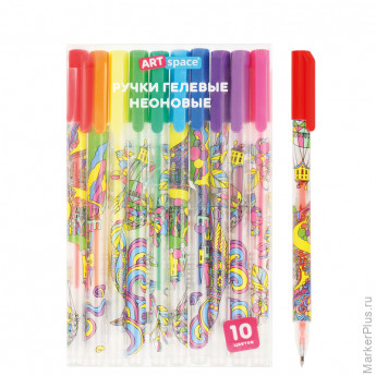 Набор гелевых ручек ArtSpace "Wonderland", 10шт., 10цв., 1,0мм, неоновые, ПВХ бокс Набор гелевых ручек ArtSpace "Wonderland", 10шт., 10цв., 1,0мм, неоновые, ПВХ бокс