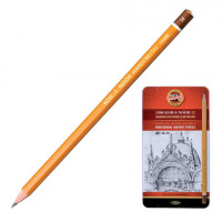 Карандаши чернографитные KOH-I-NOOR, НАБОР 12 шт., "Art", 8В-2H, без резинки, металлическая коробка, 1512N12001PL, комплект 12 шт