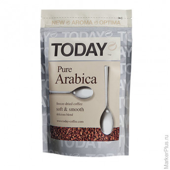 Кофе растворимый TODAY "Pure Arabica", сублимированный, 75 г, 100% арабика, мягкая упаковка, 9955