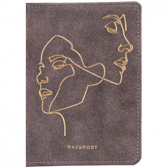 Обложка для паспорта OfficeSpace "Life line", кожзам, серый, тиснение фольгой