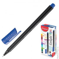 Ручка капиллярная MAPED "Graph Pep's", толщина письма 0,4 мм, корпус черный, трехгранная, синяя, 749120