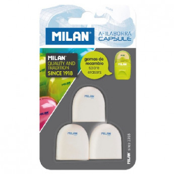 Ластик Milan CAPSULE для ластикоточилки, каучук, 3 шт в блистере (BNM10258), комплект 3 шт
