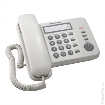 Телефон PANASONIC KX-TS2352RUW, белый, память 3 номера, повторный набор, тональный/импульсный режим,