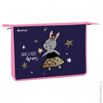 Папка для тетрадей 1 отделение, А4 Berlingo "Bunny dream", 340*245*40мм, пластик, на молнии