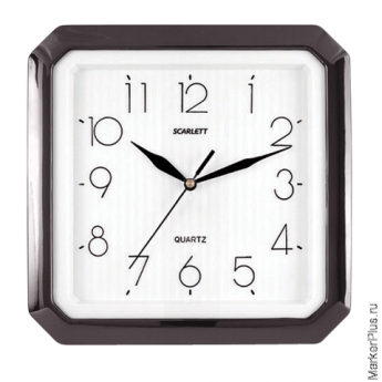 Часы настенные SCARLETT SC-52G восьмигранник, белые, черная рамка, 27,8х27,6х3,7 см