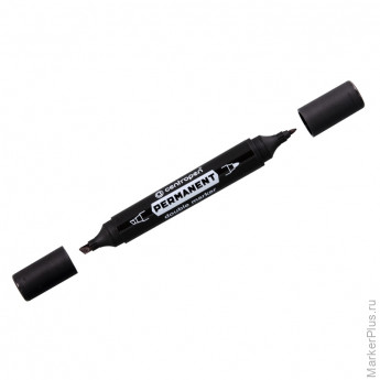 Маркер перманентный двухсторонний Centropen "1666" черный, пулевидный/ скошенный, 1мм/1-4мм, 10 шт/в уп