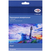 Карандаши акварельные Гамма "Лицей", 18цв.+кисть, заточен, картон, европодвес, 2 шт/в уп