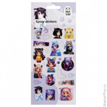 Наклейки гелевые MESHU "Neko", 10*23 см, пакет европодвес