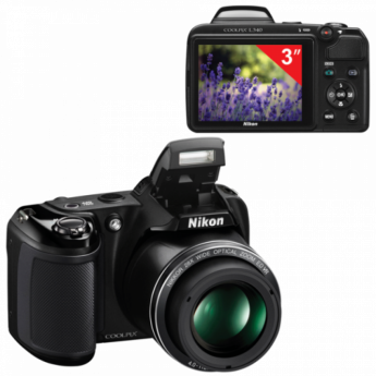 Фотоаппарат компактный NIKON CoolPix L340, 20 Мп, 28х zoom, 3" ЖК-монитор, Full HD, черный, VNA780E1