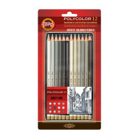 Карандаши цветные художественные Koh-I-Noor 'Polycolor Grey Line', 12цв., заточен., металл. пенал, блистер