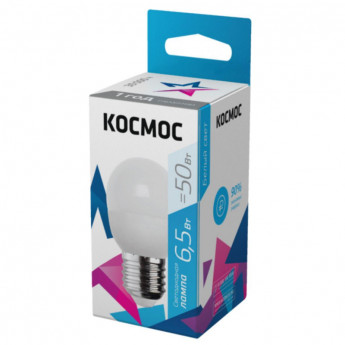 Лампа светодиодная КОСМОС LkecLED6.5wGL45E2745 GL45 6.5W 220V E27 4500K