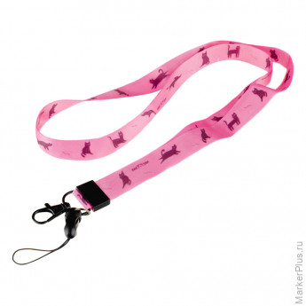 Лента для бейджей MESHU "Meow", 45см, петелька, карабин, опп пакет с европодвесом