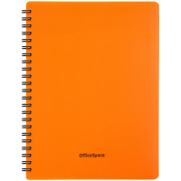 Тетрадь 48л. А5 клетка на гребне OfficeSpace 'Neon', оранжевая пластиковая обложка, 3 шт/в уп