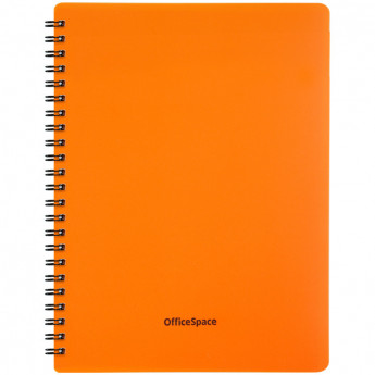 Тетрадь 48л. А5 клетка на гребне OfficeSpace "Neon", оранжевая пластиковая обложка 3 шт/в уп