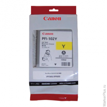 Картридж струйный CANON (PFI-102Y) iPF500/510/F600/605/610/650/655/700/710/720, желтый, оригинальный