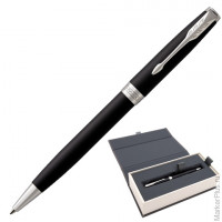 Ручка шариковая PARKER "Sonnet Core Matt Black CT", корпус черный матовый лак, палладиевые детали, черная, 1931524