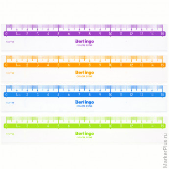 Линейка 15см Berlingo "Color Zone", прозрачная, Ассорти, ассорти, 48 шт/в уп